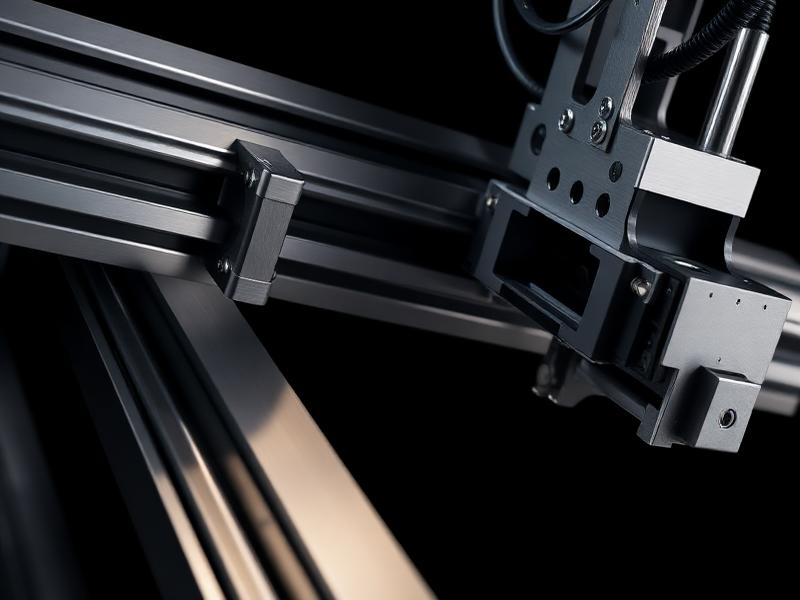 Close-up linear rails CNC